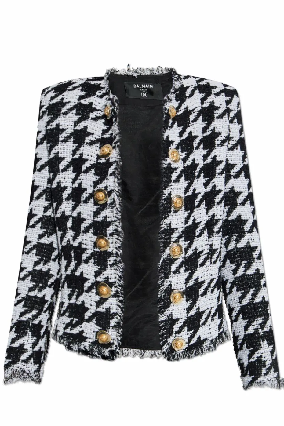 Balmain BLACK Blazer with houndstooth pattern
