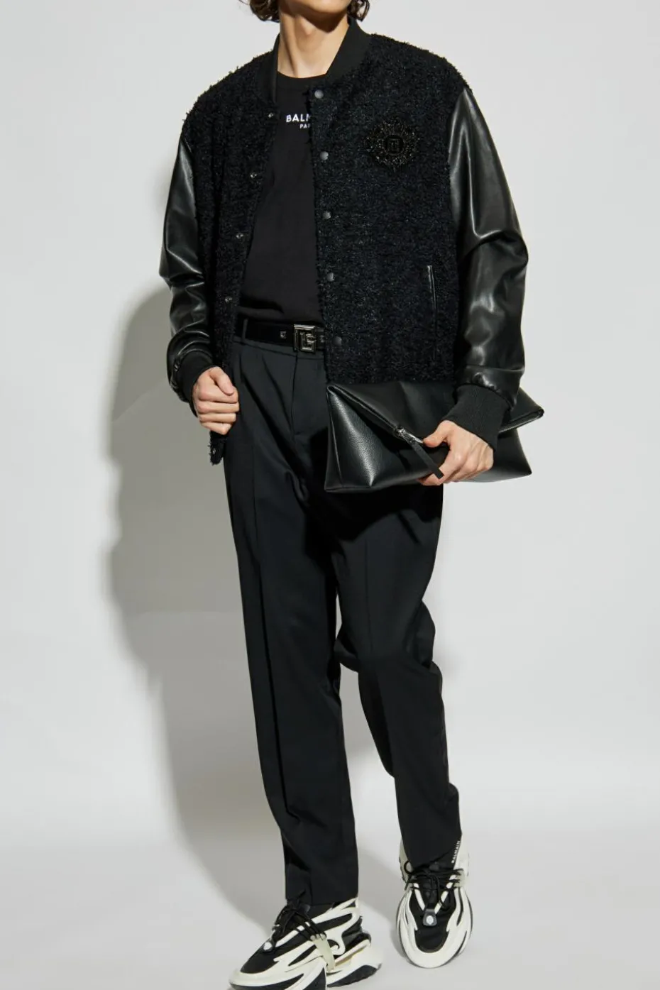 Balmain BLACK Bomber jacket with appliqué