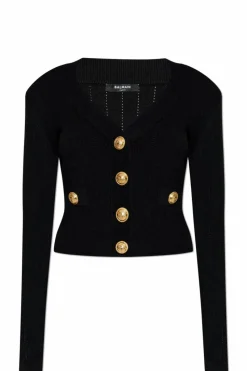 Balmain BLACK Cardigan with V-neck