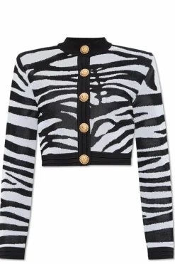 Balmain BLACK Cardigan with animal print
