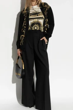 Balmain BLACK Cardigan with combined fabrics