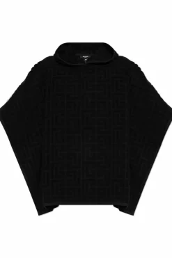Balmain BLACK Cotton poncho