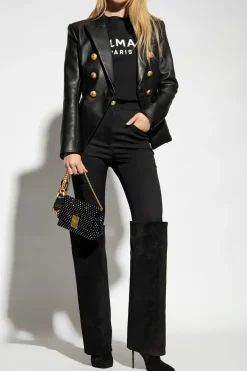Balmain BLACK Cropped T-shirt with logo