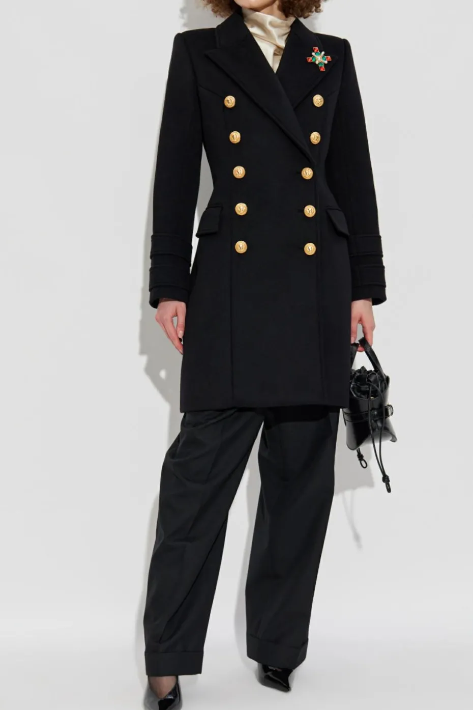 Balmain BLACK Double-breasted coat