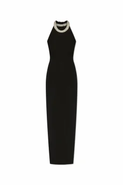 Balmain BLACK Dress with shimmering crystals on the neckline