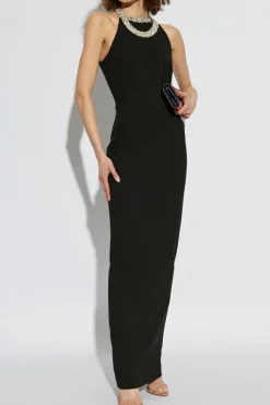 Balmain BLACK Dress with shimmering crystals on the neckline