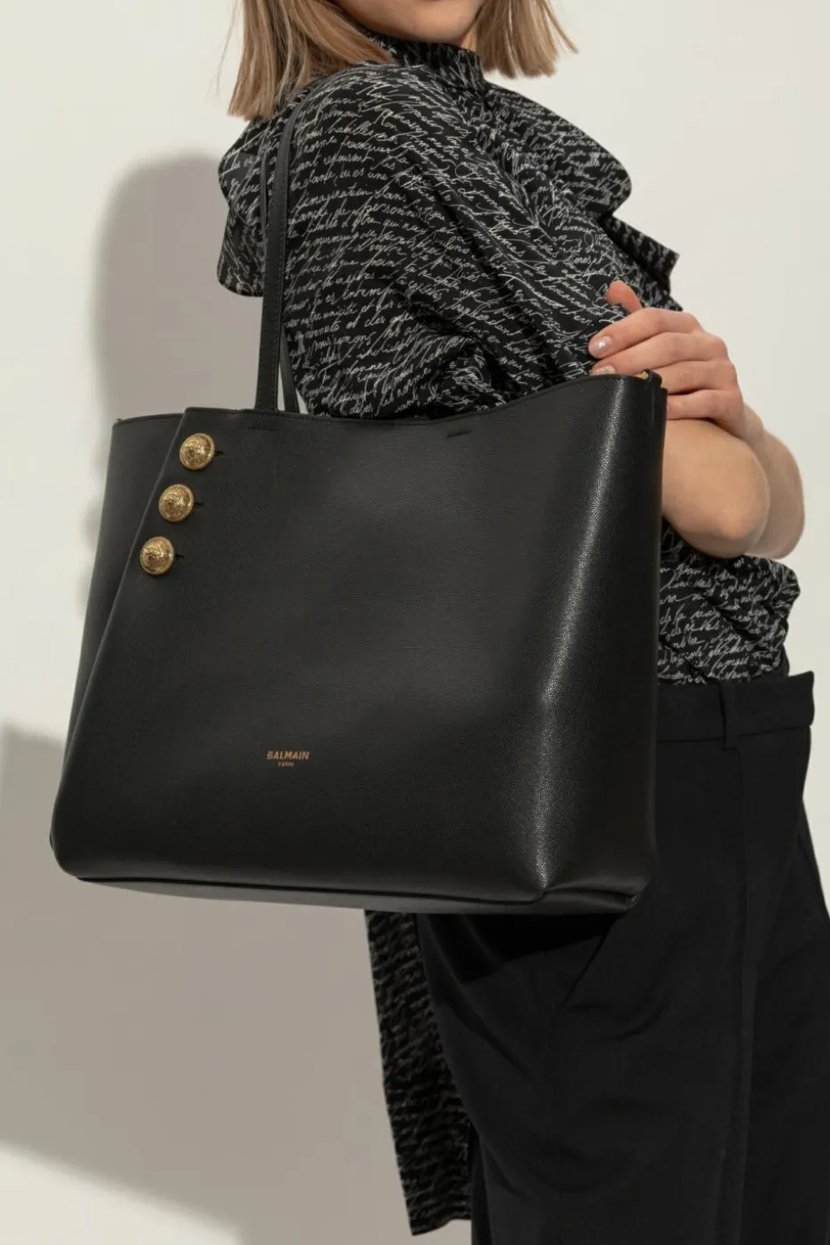 Balmain BLACK Embleme shopper tote