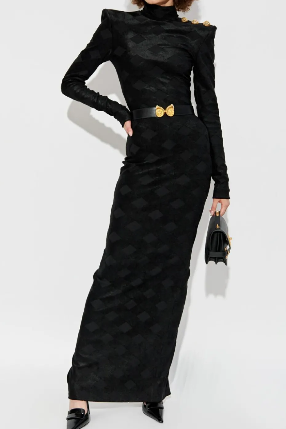 Balmain BLACK High-neck dress