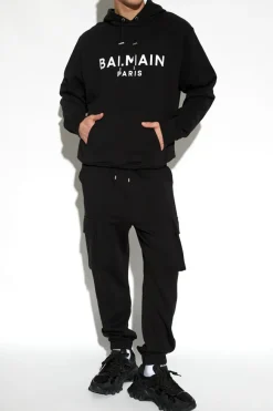 Balmain BLACK Hoodie with logo