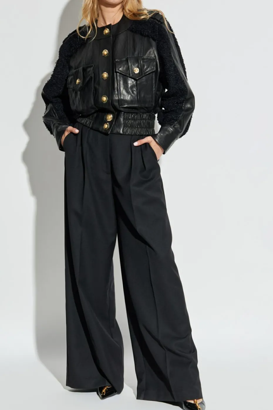 Balmain BLACK Jacket made of combined materials