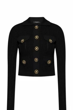Balmain BLACK Lace sweater with collar