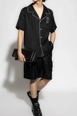 Balmain BLACK Leather `cargo` shorts