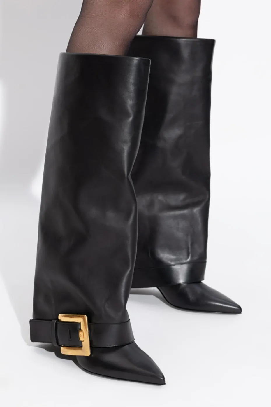 Balmain BLACK Leather heeled boots