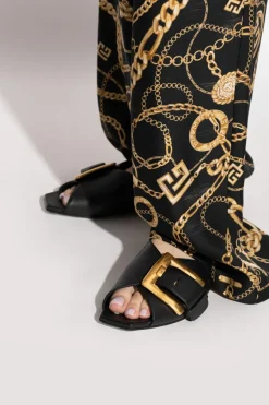 Balmain BLACK Leather slides with buckle