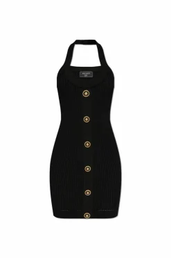 Balmain BLACK Off-shoulder dress