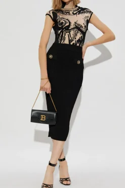 Balmain BLACK Pencil skirt with pockets