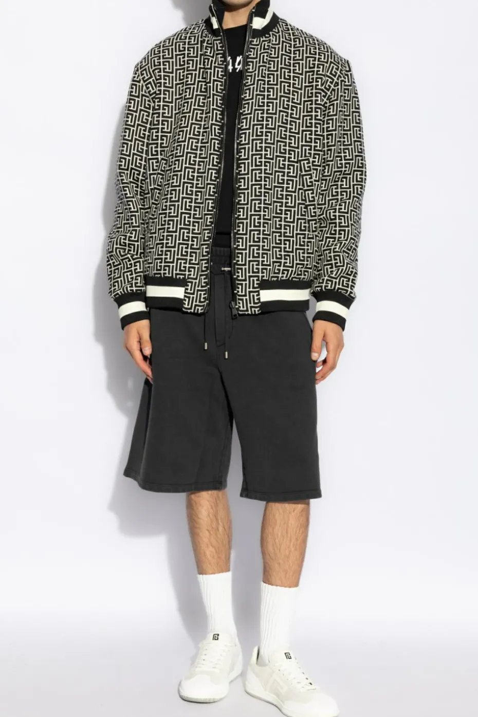Balmain BLACK Reversible jacket with monogram