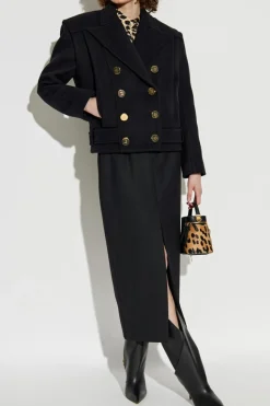 Balmain BLACK Short double-breasted coat