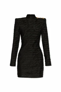 Balmain BLACK Short dress with stand-up collar
