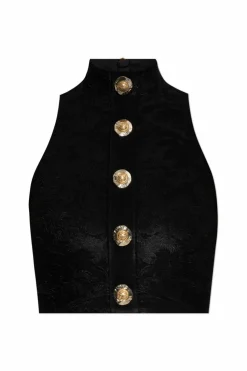 Balmain BLACK Short top with appliqués