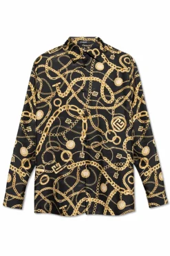 Balmain BLACK Silk shirt with print