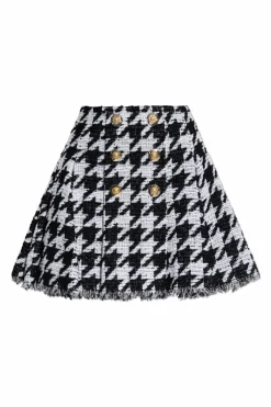 Balmain BLACK Skirt with houndstooth pattern