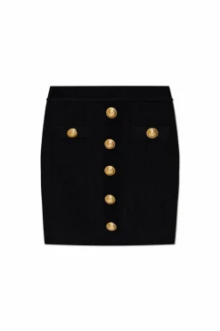 Balmain BLACK Skirt with decorative buttons