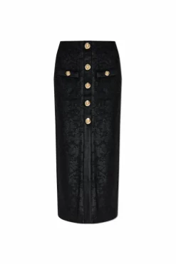 Balmain BLACK Skirt with decorative buttons