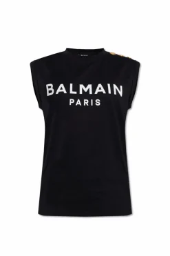 Balmain BLACK Sleeveless T-shirt with logo