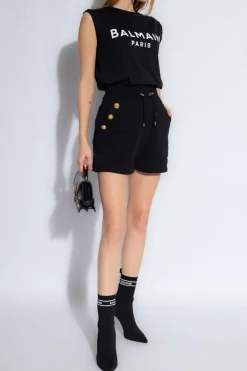Balmain BLACK Sleeveless T-shirt with logo