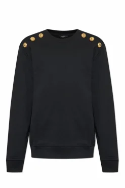 Balmain BLACK Sweatshirt with decorative buttons on the shoulders