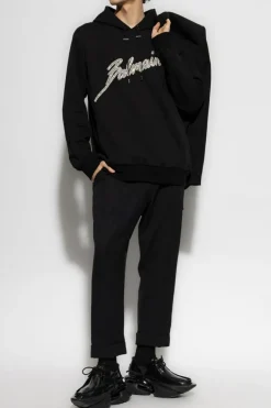 Balmain BLACK Sweatshirt with shimmering appliqués