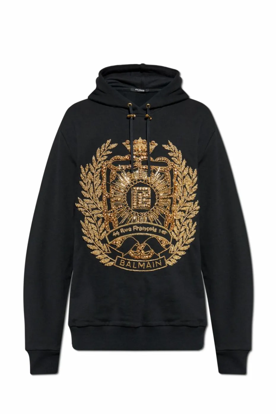 Balmain BLACK Sweatshirt with shimmering appliqués