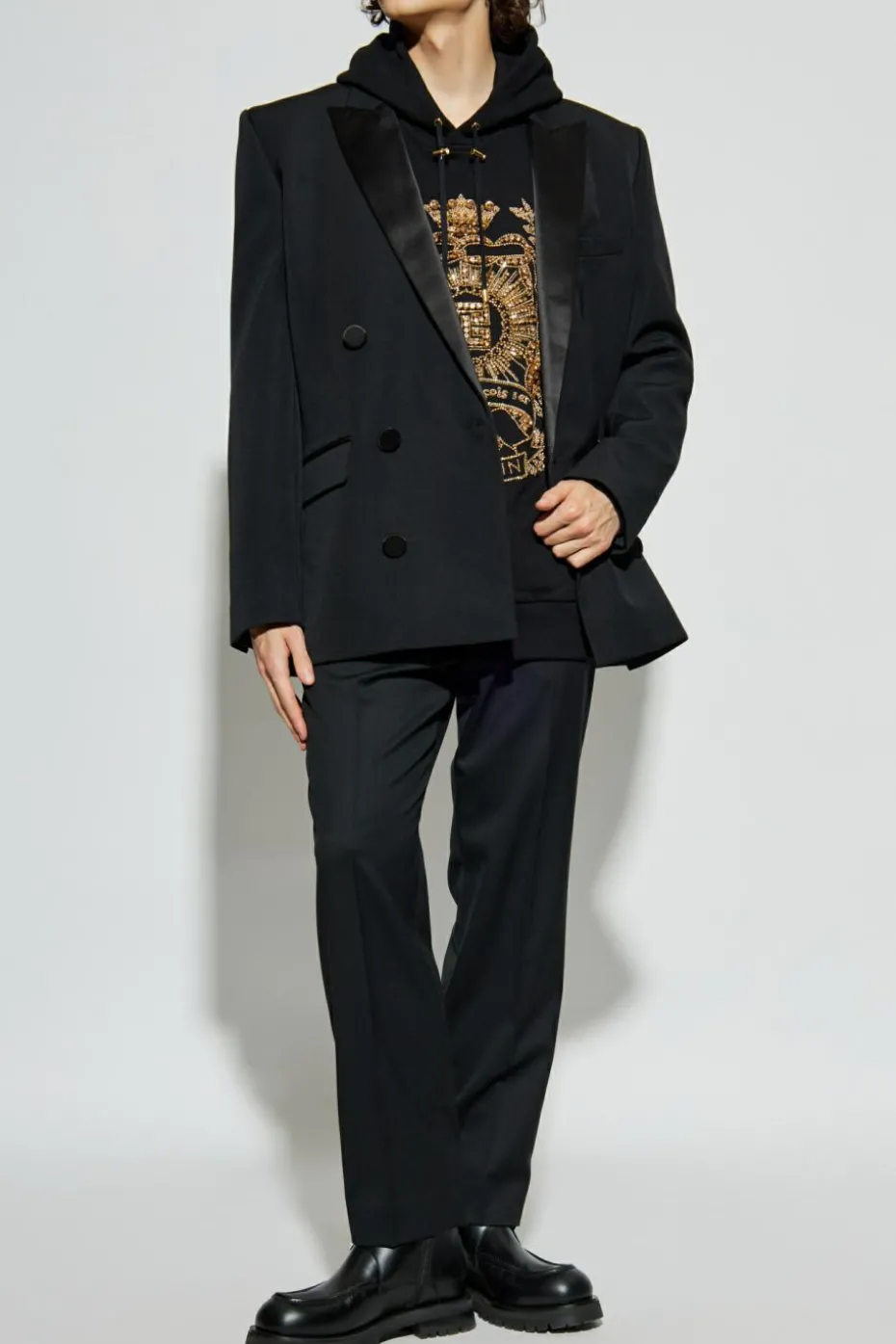Balmain BLACK Sweatshirt with shimmering appliqués