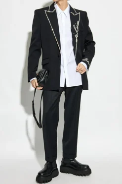 Balmain BLACK Wool blazer with appliqués