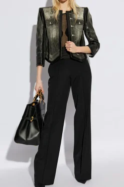 Balmain BLACK Wool pants with stitching on the legs