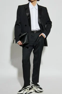 Balmain BLACK Wool pleated trousers