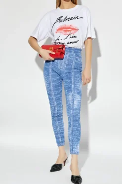 Balmain BLUE High-waisted leggings