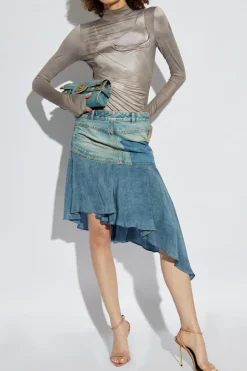 Balmain BLUE Skirt with asymmetrical cut