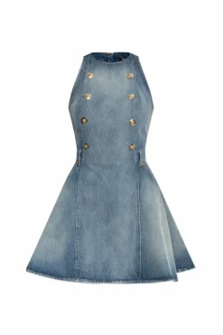 Balmain BLUE Sleeveless denim dress