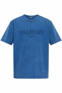 Balmain BLUE T-shirt with logo