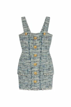 Balmain BLUE Tweed dress with straps