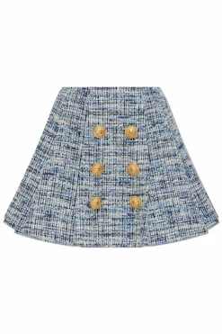 Balmain BLUE Tweed skirt with pleats