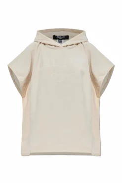 Balmain cream Cotton poncho
