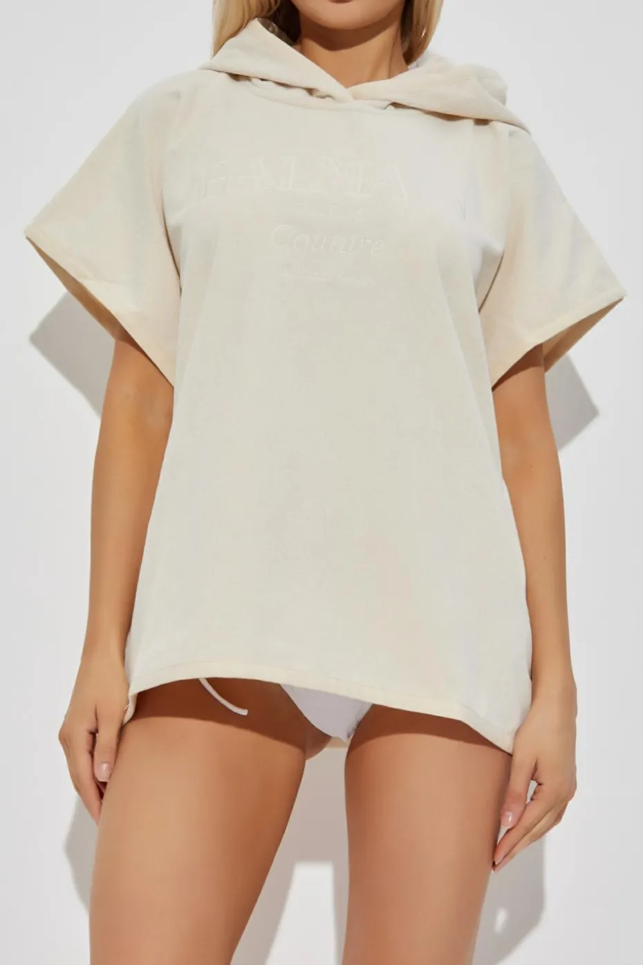 Balmain cream Cotton poncho