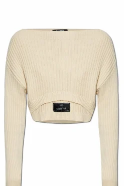 Balmain cream Short sweater with patch