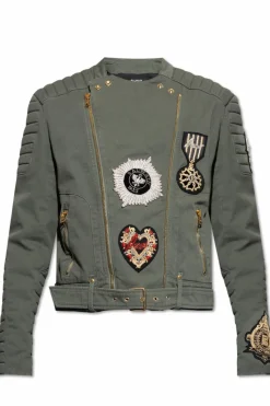 Balmain GREEN Jacket with shimmering appliqués