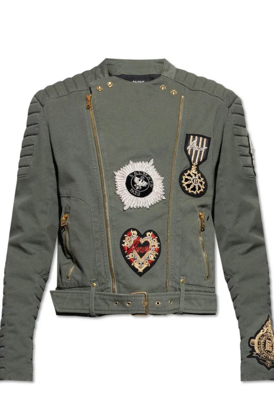 Balmain GREEN Jacket with shimmering appliqués