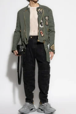 Balmain GREEN Jacket with shimmering appliqués