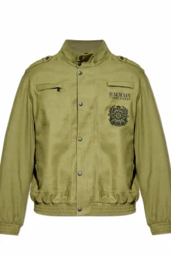 Balmain GREEN Jacket with logo